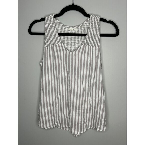 Maurice’s grey and white striped v-neck tank women’s size M flowy comfy summer - Picture 1 of 6